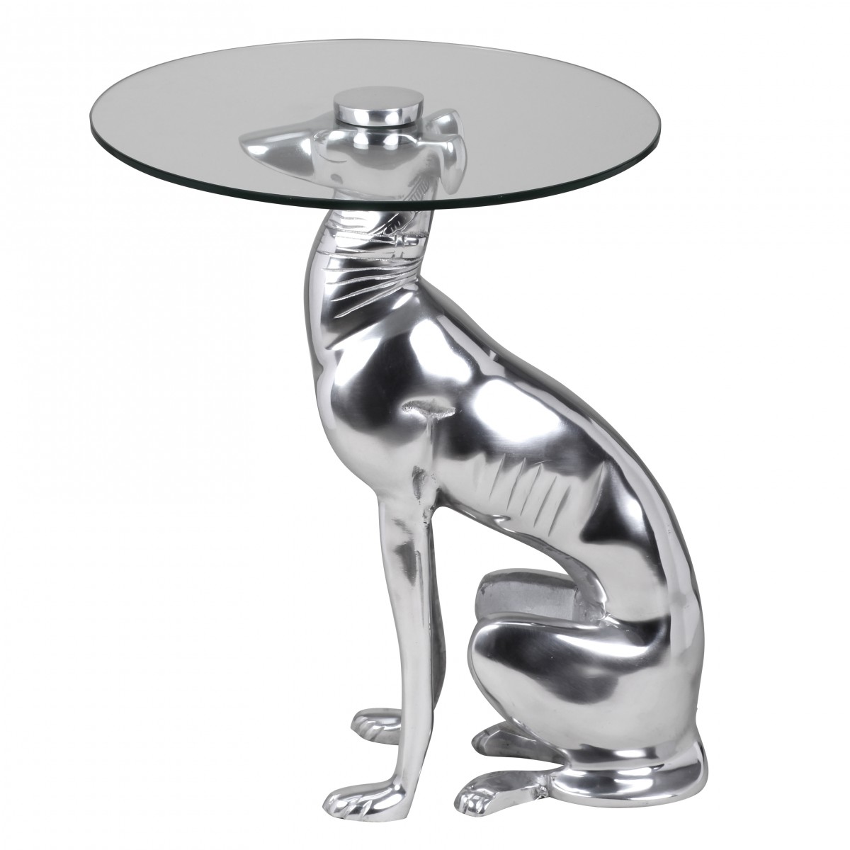 Design deco figura perro fabricada en aluminio color plata