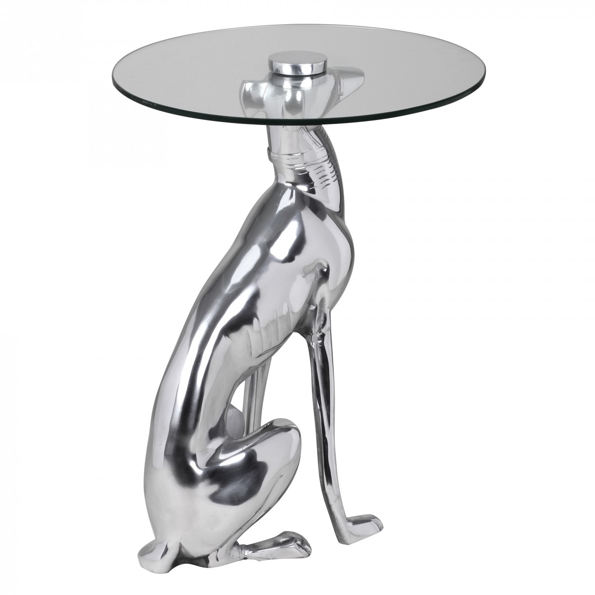 Design deco figura perro fabricada en aluminio color plata