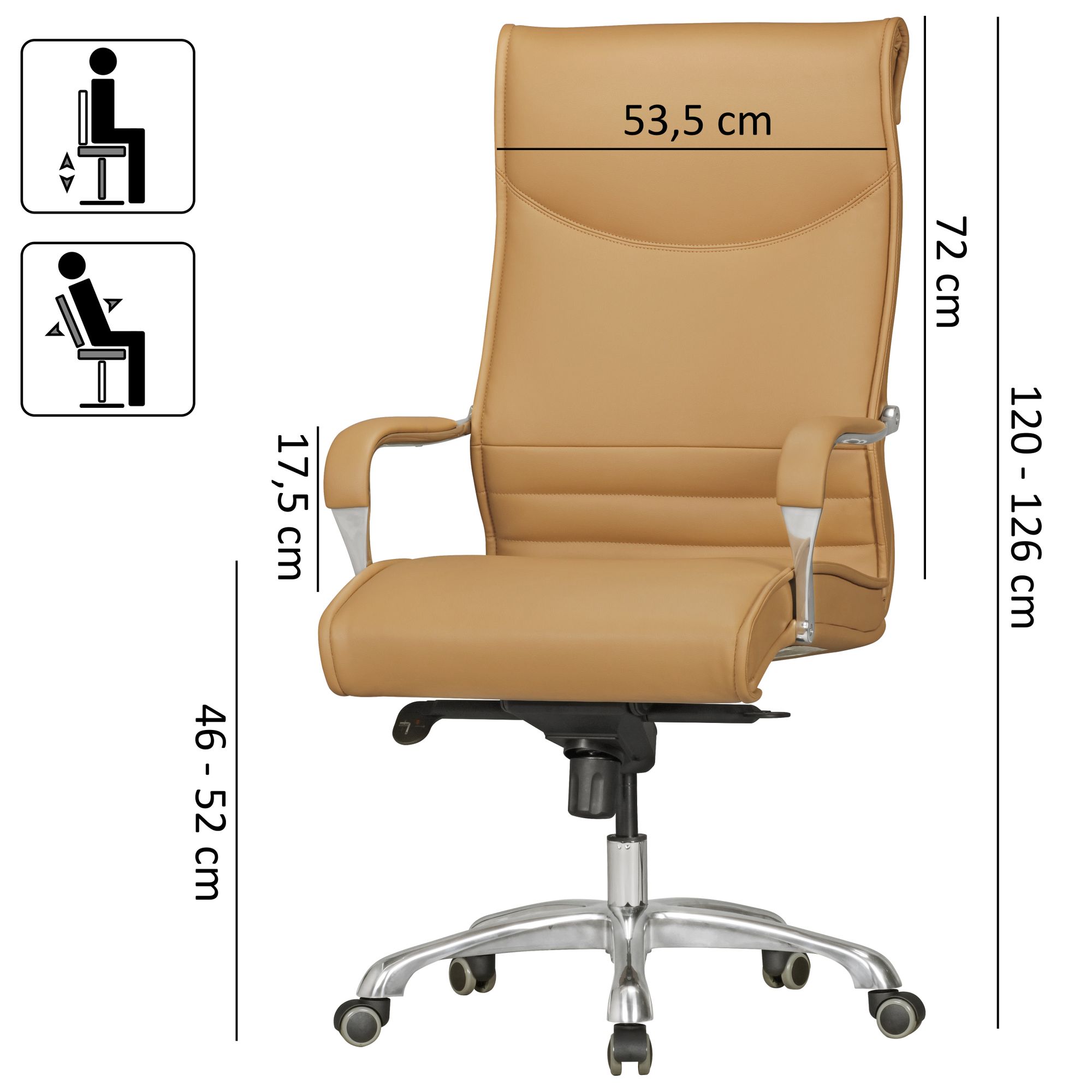 Oficina  bigboss cubierta silla de escritorio de diseño imitación cuero caramelo x-xl silla ejecutiva de 150 kg silla giratoria ajustable en altura ergonómica con reposabrazos tapizado función de balancín alto respaldo h