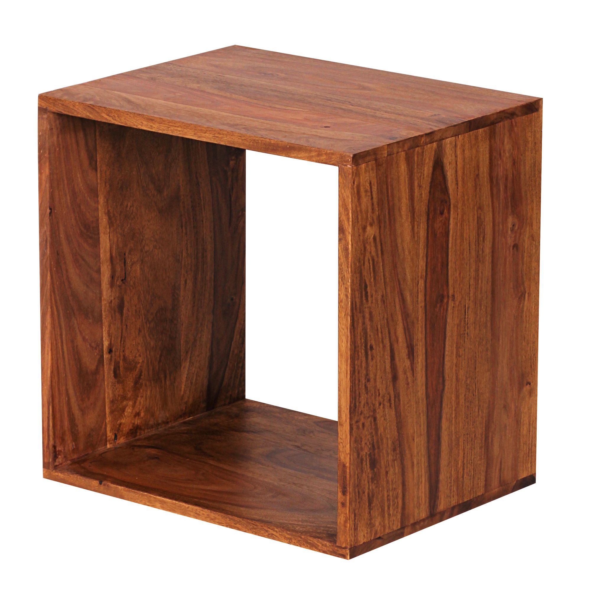 Estante independiente madera maciza mumbai sheesham 43,5 cm cubo estante diseño estante de madera producto natural mesa auxiliar estilo rústico