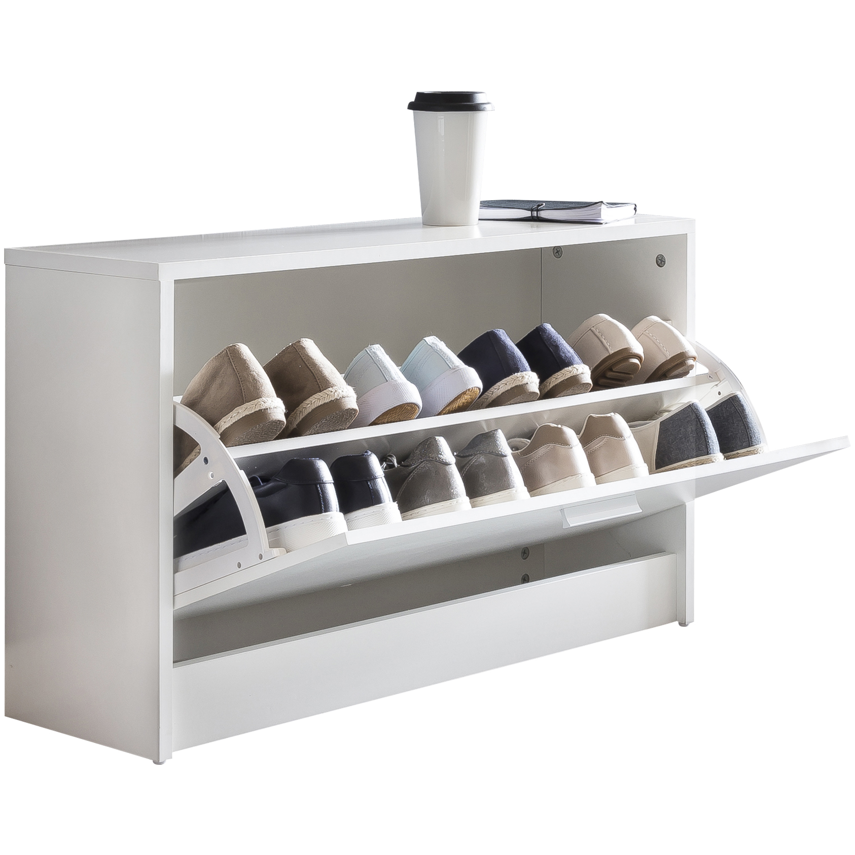 Banco de zoey con asiento blanco zapatero de madera 80 x 47 x 24 cm