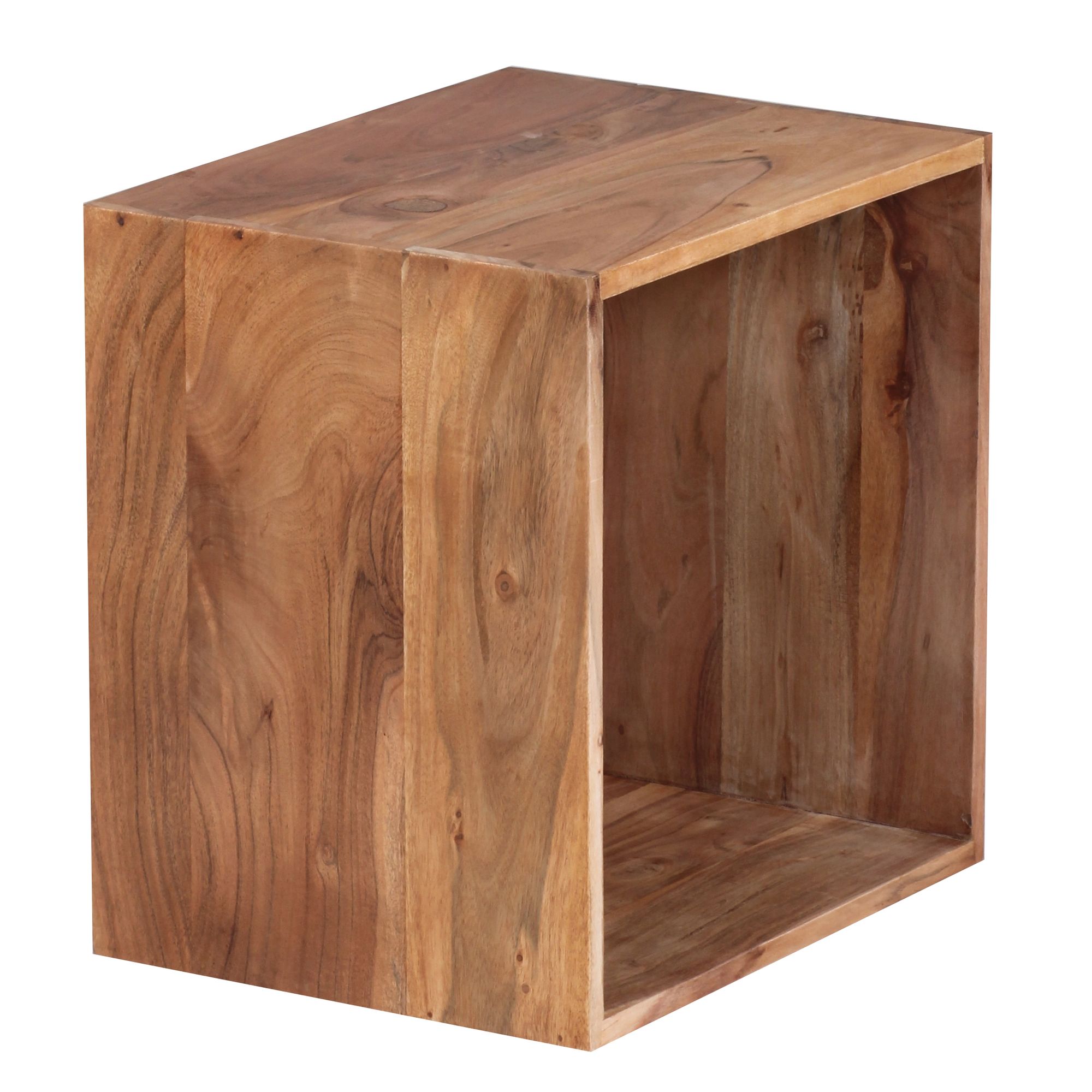 Estante de pie mumbai madera maciza acacia 43,5 cm cubo estante diseño estante de madera producto natural mesa auxiliar estilo casa de campo