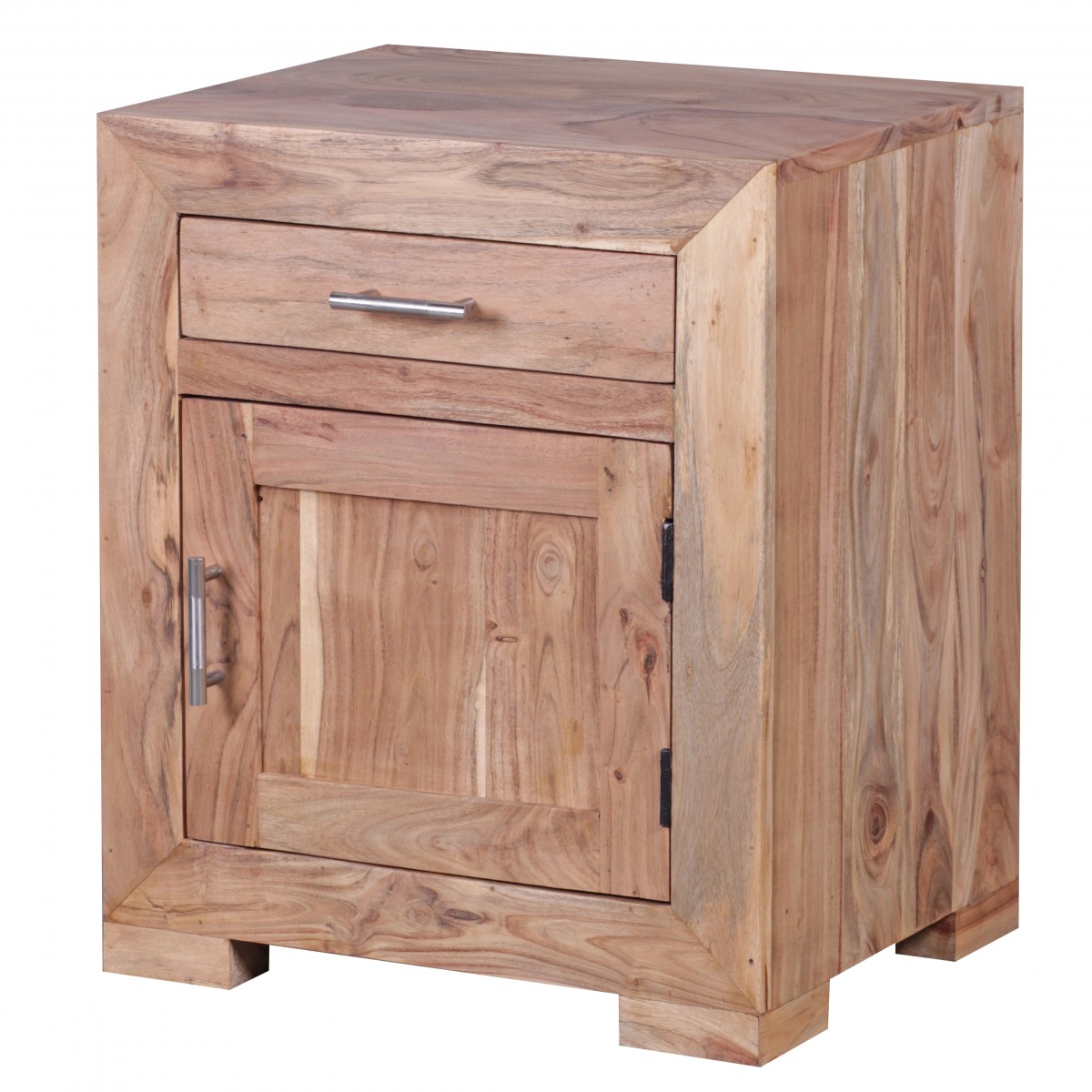 Mesita de noche mumbai madera maciza acacia diseño mesita de noche 60 cm con cajón y puerta mesita de noche para cama con somier