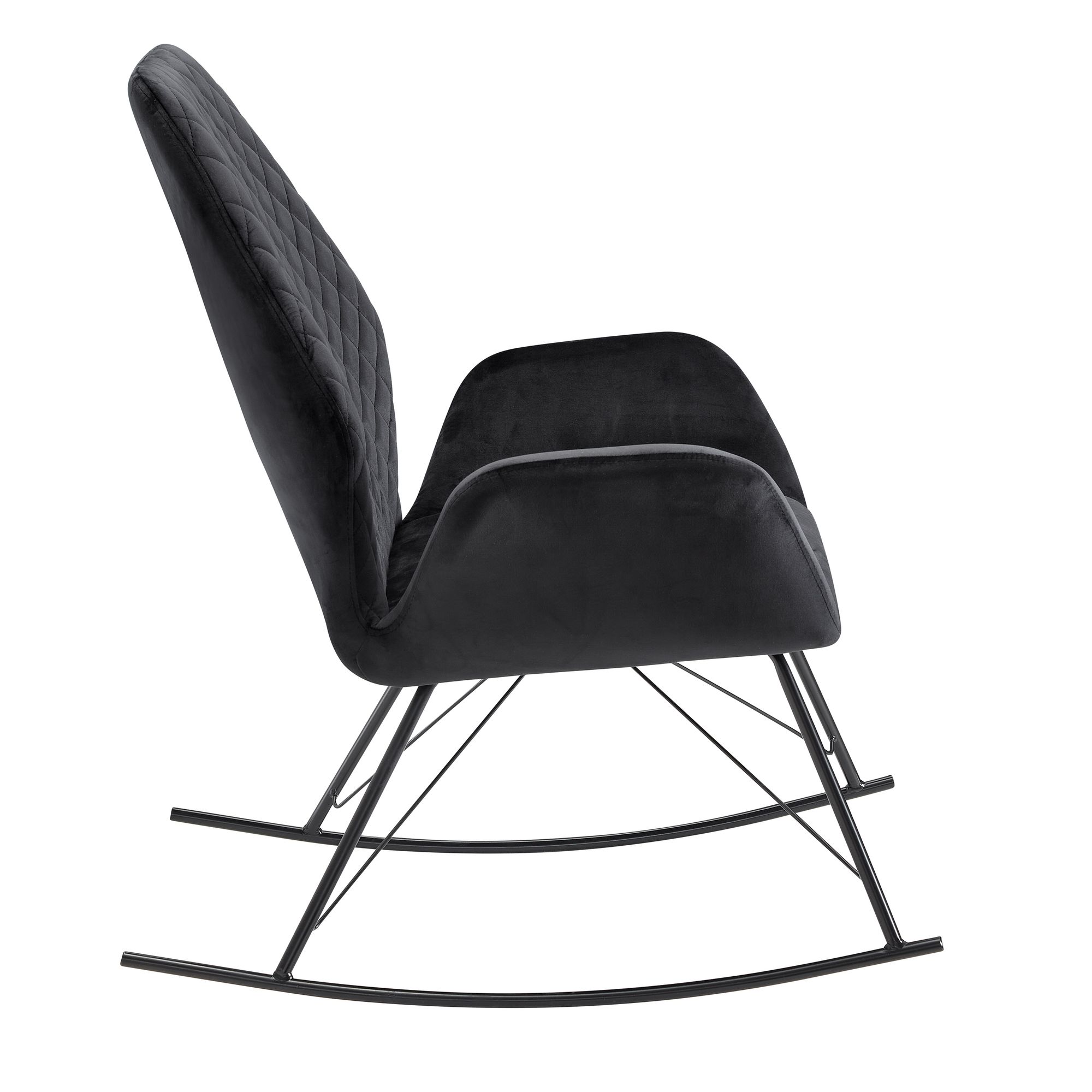 Mecedora negra 73x94x84 cm silla de relajación terciopelo / metal