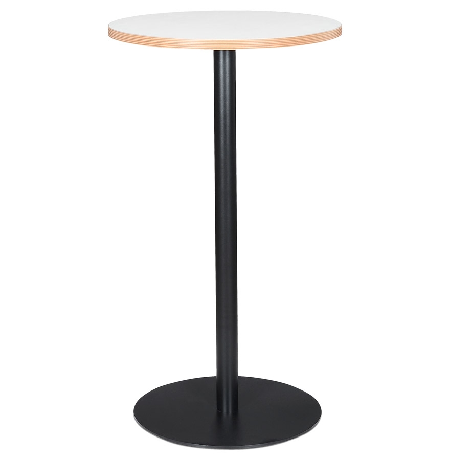 Comedor de pie redondo 'POLLUX ROUND' blanco con un pie negro - Ø 60 cm