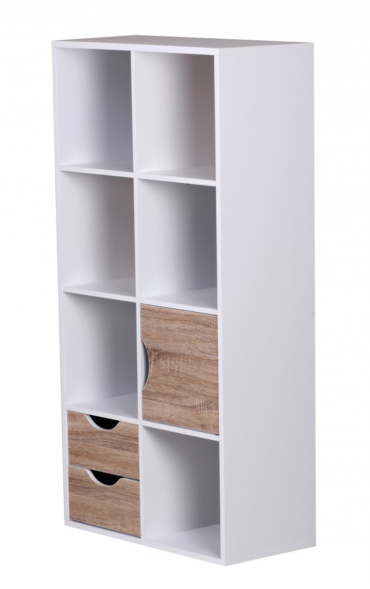 Librería  massa 60 x 120 x 29 cm roble sonoma blanco con cajones y puerta