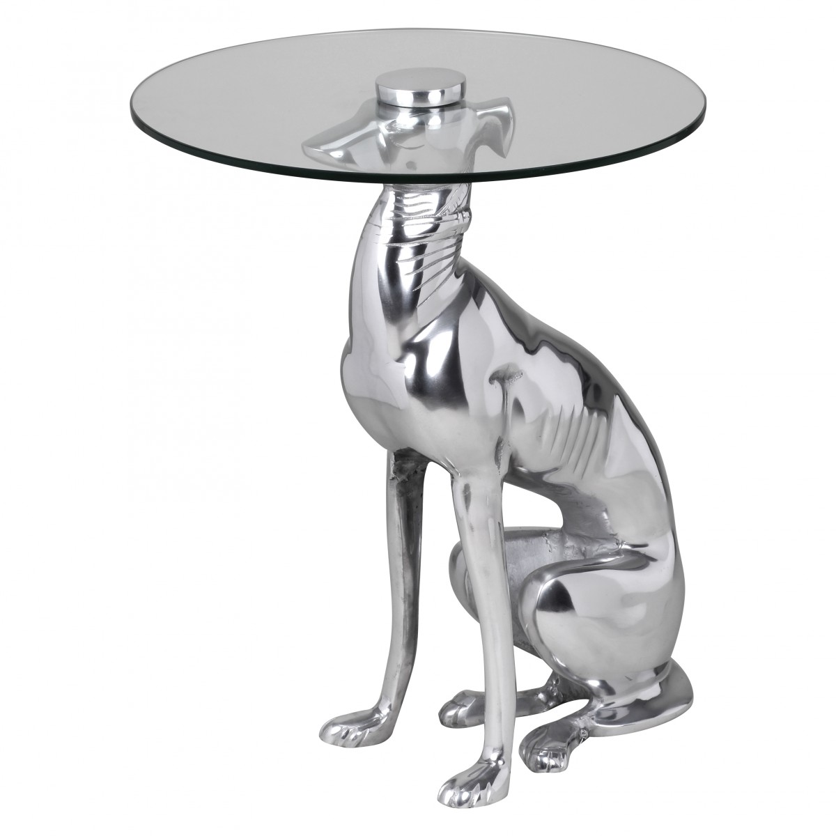 Design deco figura perro fabricada en aluminio color plata