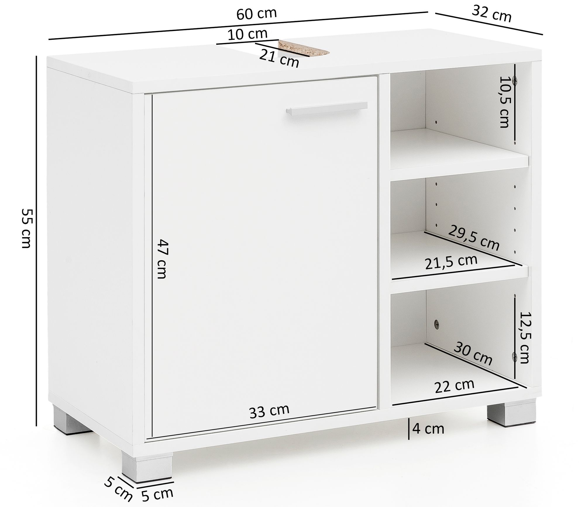 Lavabo  wl5.341 60x55x32cm blanco con puerta