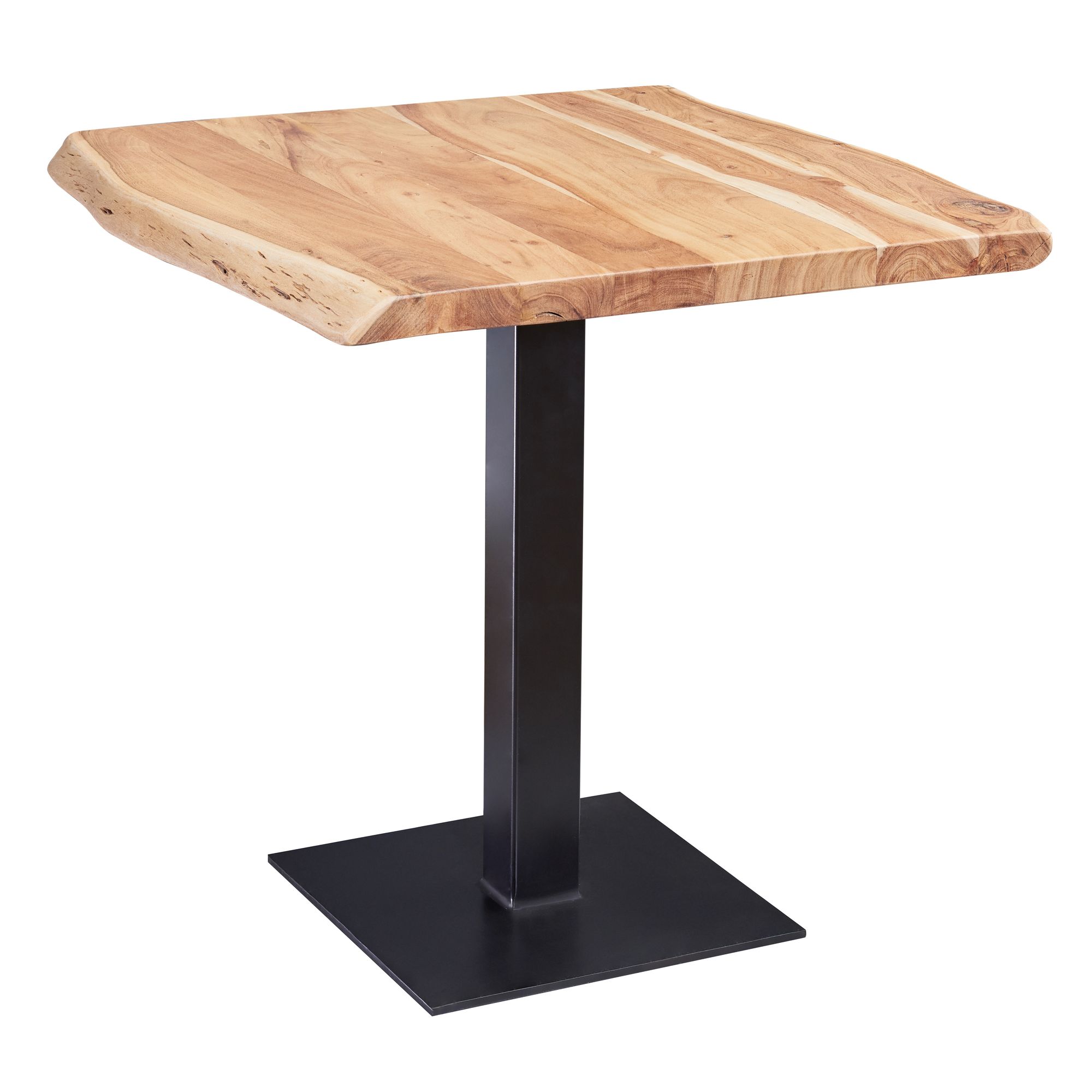 Mesa de comedor borde de árbol 80 x 75 x 75 cm mesa de comedor de madera maciza de acacia