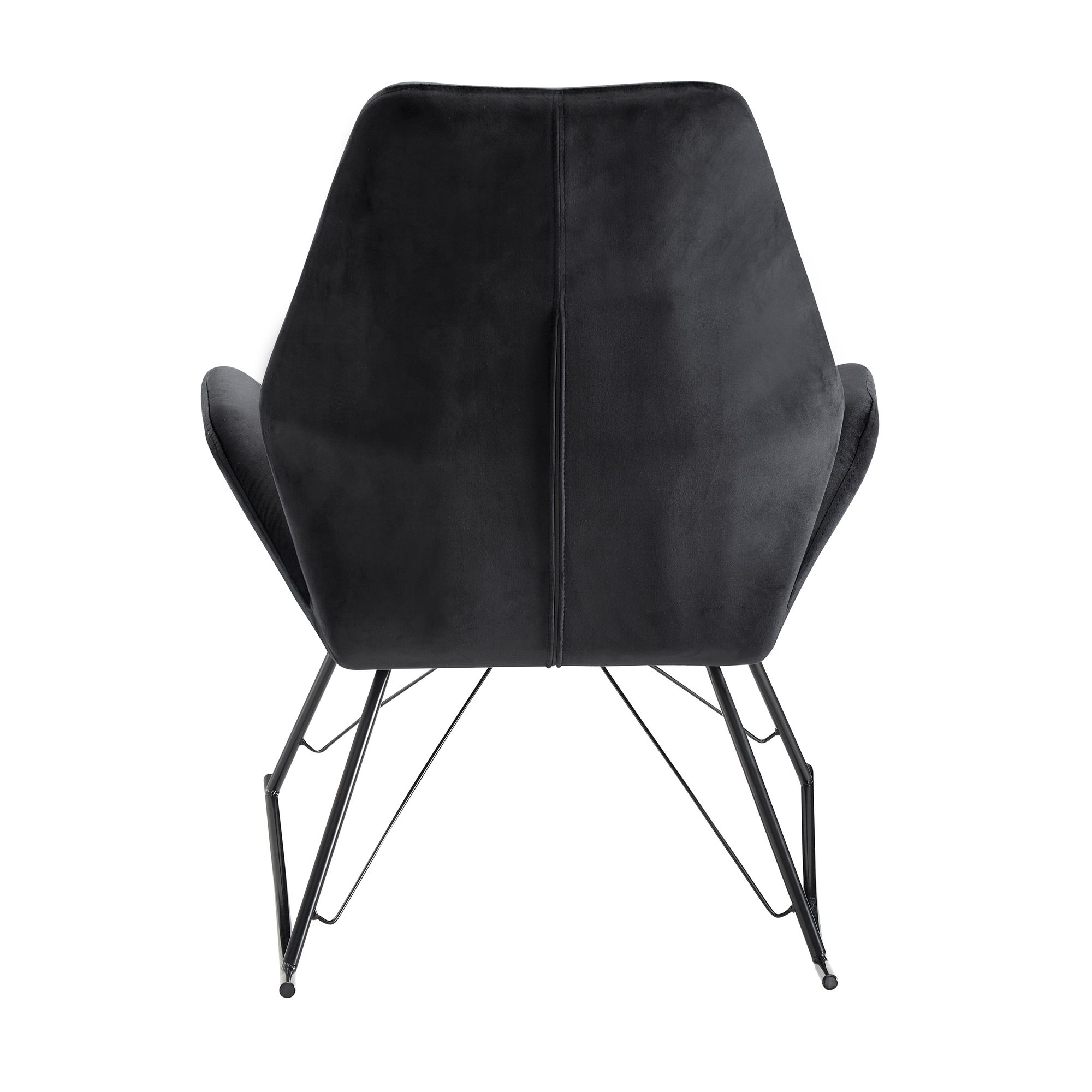 Mecedora negra 73x94x84 cm silla de relajación terciopelo / metal