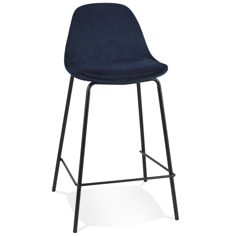 Alterego Taburete de bar FENTON MINI Color de la montura Negro Asiento Azul