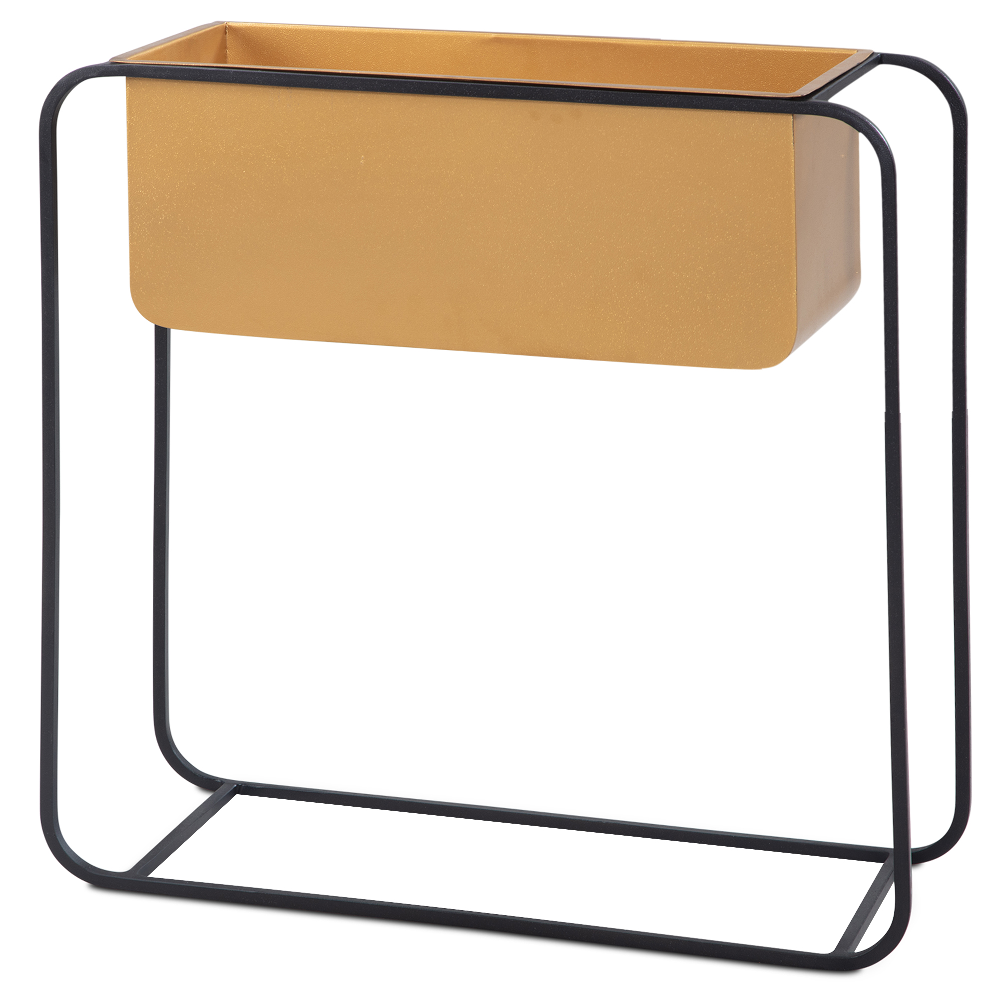 Macetero de metal 60x60x24 cm macetero dorado / negro con marco