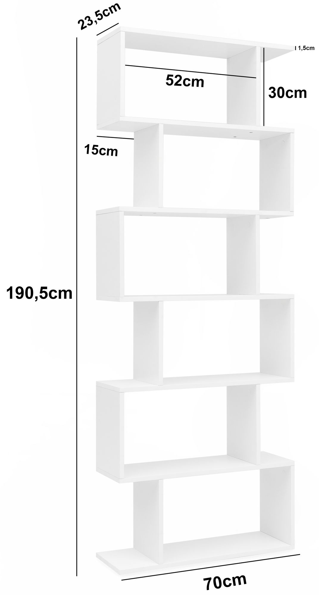 Estantería 70 x 23,5 x 190,5 cm blancas