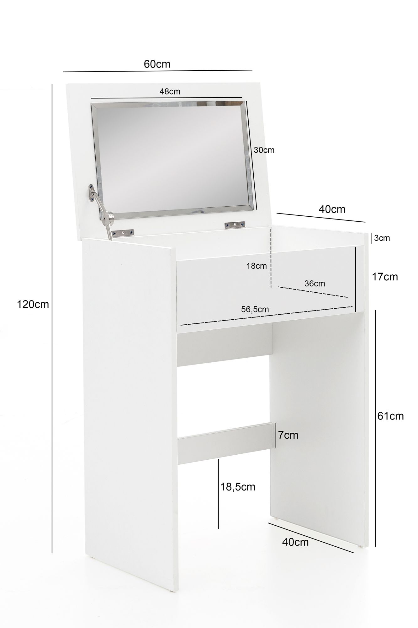 Tocador wl5.730 60x81x40 cm mesa consola blanca madera moderna