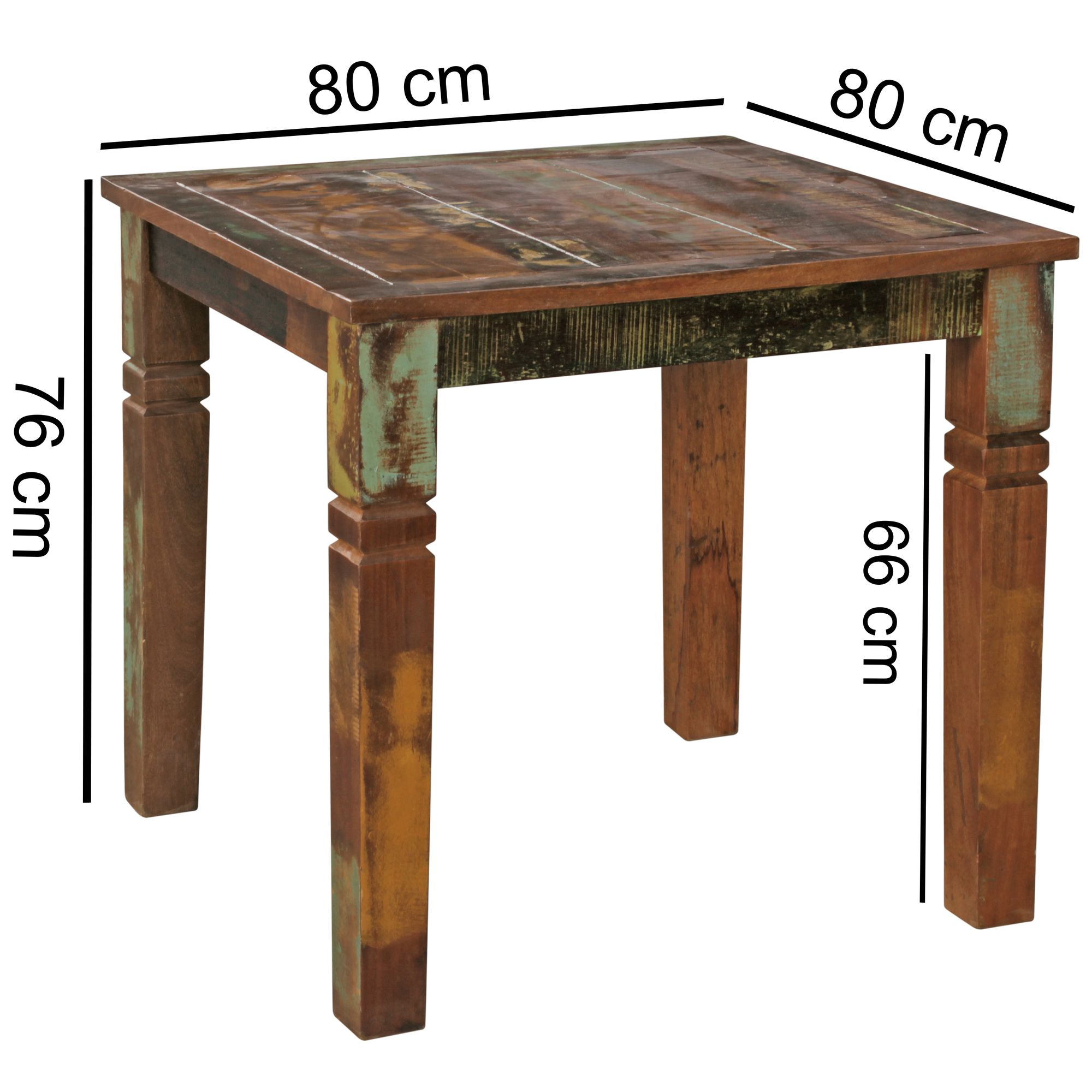 Mesa de comedor kalkutta 80 x 80 x 76 cm mango de madera maciza mal estado elegante