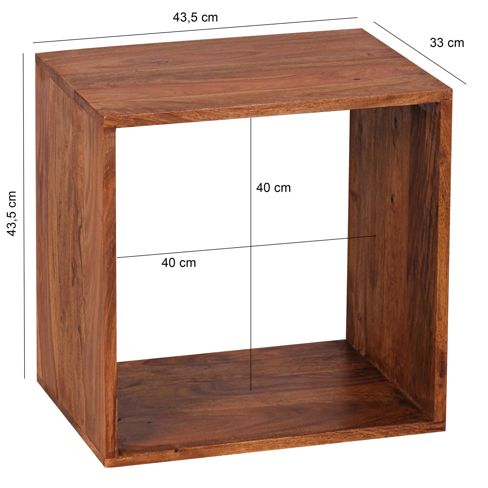 Estante independiente madera maciza mumbai sheesham 43,5 cm cubo estante diseño estante de madera producto natural mesa auxiliar estilo rústico