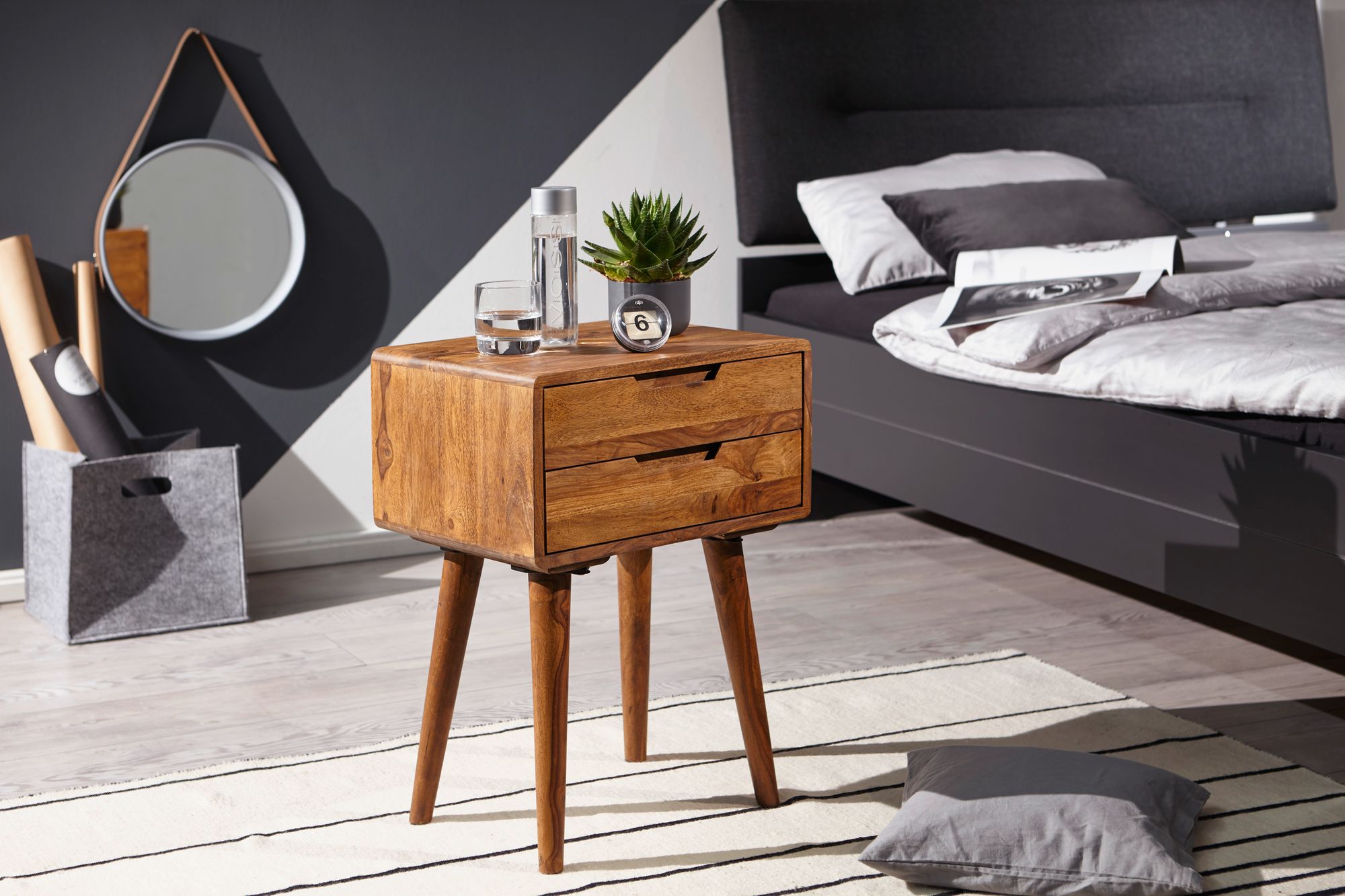 Mesita de noche 47 x 66 x 36 cm sheesham bedside