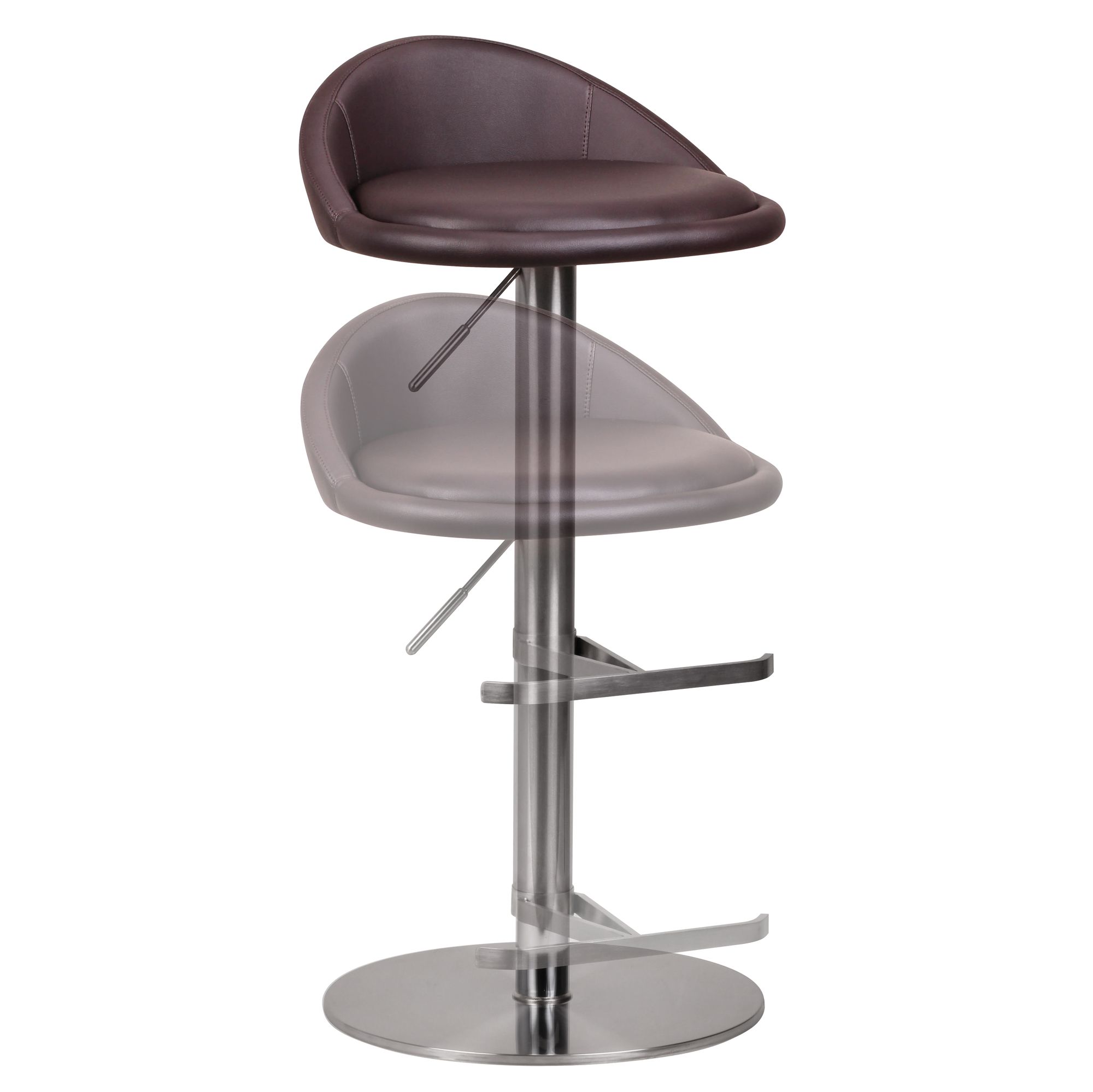 Durable de acero inoxidable m1 taburete silla marrón heces bar contemporáneo en diseño ajustable heces es giratorio