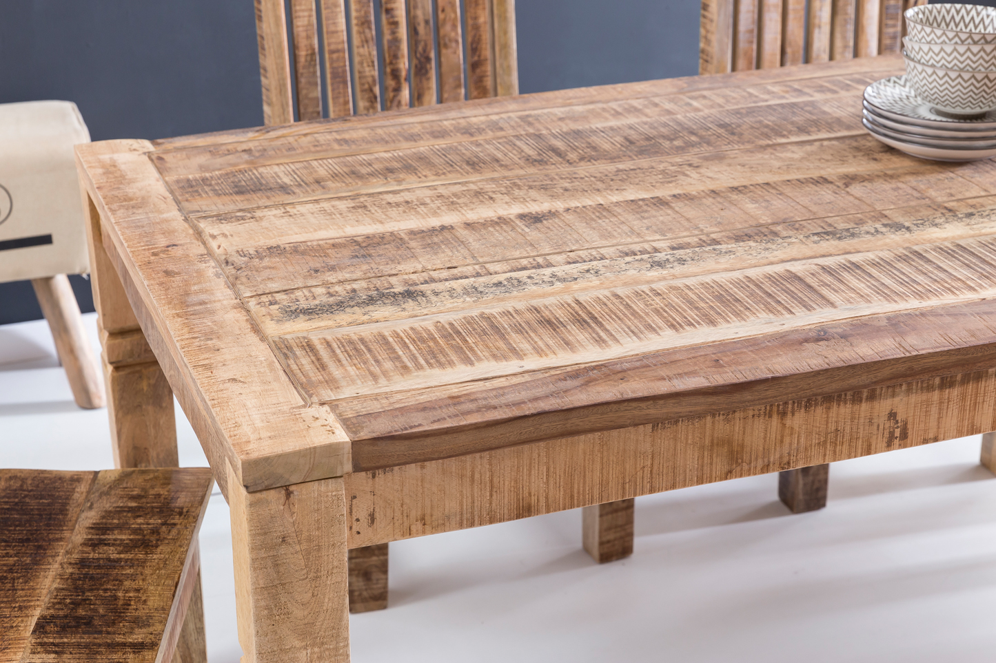 Mesa de comedor rustica 120 x 70 x 76 cm mango sólido-madera