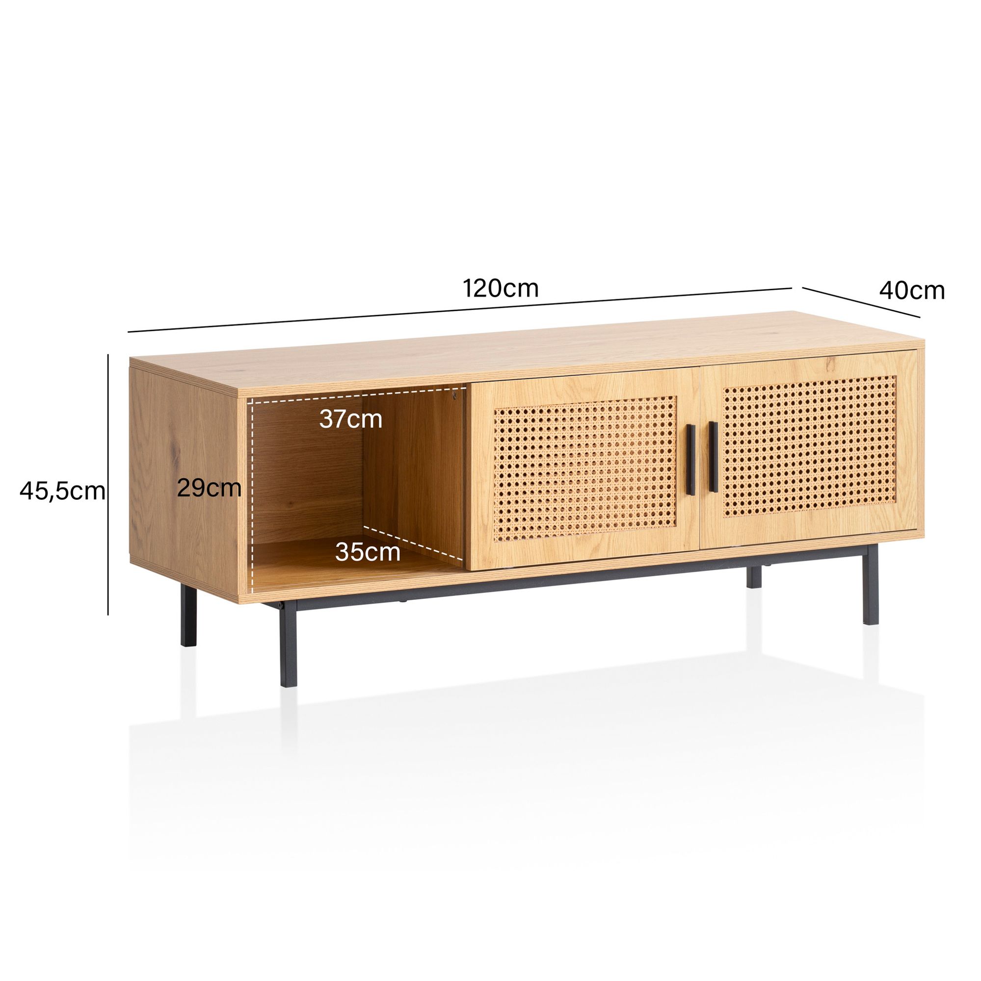 Mueble tv madera roble 120x45,5x40 cm moderno